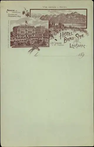 Litho Lausanne Kanton Waadt, Hotel Beau Site