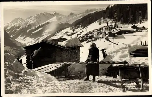 Ak Österreich, Alpine Brotbäckerei, Ofen, Winterpanorama, Ort