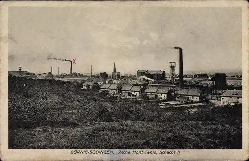 Ak Börnig Sodingen Herne im Ruhrgebiet, Zeche Mont Cenis, Schacht II, Gesamtansicht