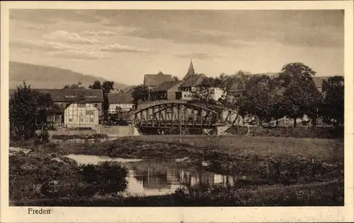 Ak Freden an der Leine Niedersachsen, Teilansicht, Brücke
