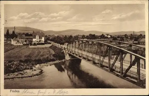 Ak Freden an der Leine Niedersachsen, Teilansicht, Brücke