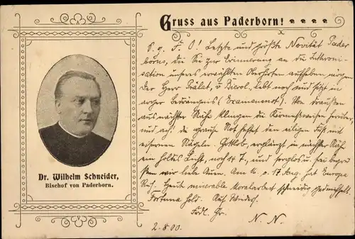 Ak Paderborn in Westfalen, Dr. Wilhelm Schneider, Bischof von Paderborn