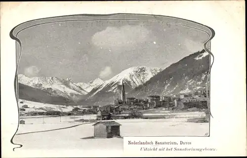 Ak Davos Kanton Graubünden, Nederlandsch Sanatorium, Blick auf den Ort