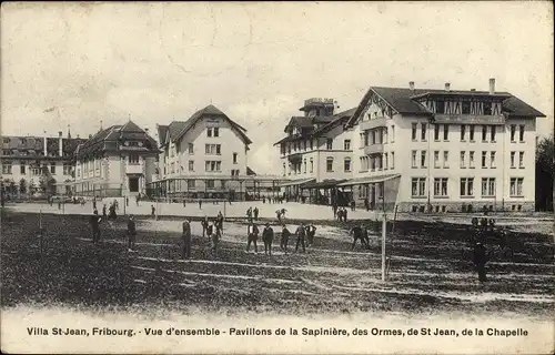 Ak Fribourg Freiburg Stadt Schweiz, Villa St. Jean, Pavillons de la Sapiniere, des Ormes, St. Jean