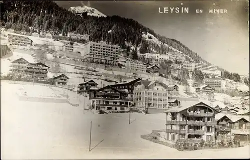 Foto Ak Leysin Kanton Waadt, Ortsansicht im Winter