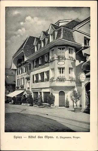 Ak Spiez am Thuner See Kanton Bern, Hotel des Alpes