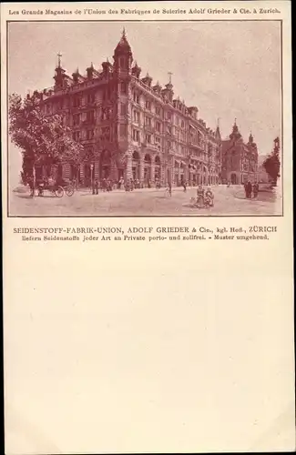 Ak Zürich Stadt Schweiz, Seidenstoff Fabrik Union