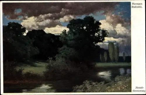 Künstler Ak Rüdisühli, Hermann, Abenddämmerung, Landschaftsmotiv