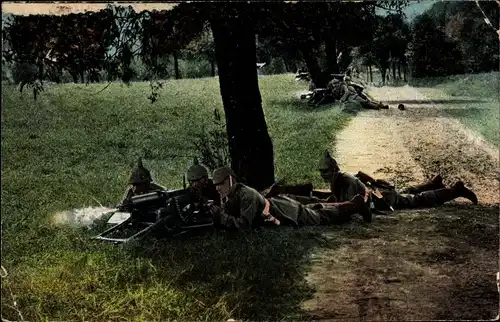 Ak Das Deutsche Heer, Infanterie Maschinengewehrabteilung in Erwartung des Feindes