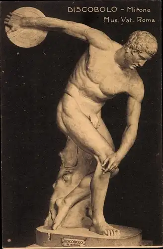 Ak Plastik Discobolo, Diskuswerfer, Mirone, Mus. Vat. Roma