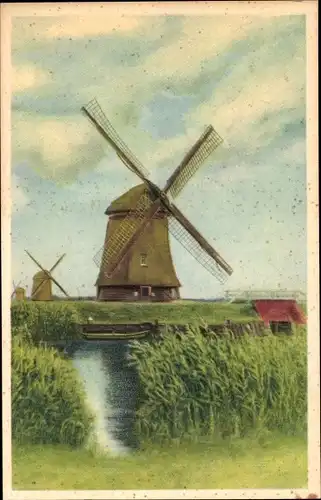 Ak Windmühlen, Landschaftsmotiv