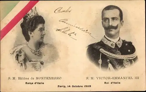 Ak Helene de Montenegro, Reine d'Italie, Victor Emmanuel III, Roi d'Italie