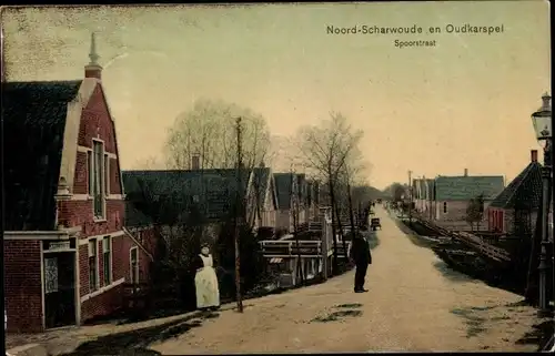Ak Noord Scharwoude en Oudkarspel Langedijk Nordholland Niederlande, Spoorstraat