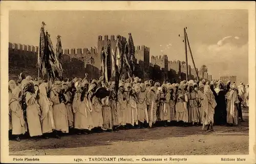 Ak Taroudant Marokko, Chanteuses et Remparts, Festung