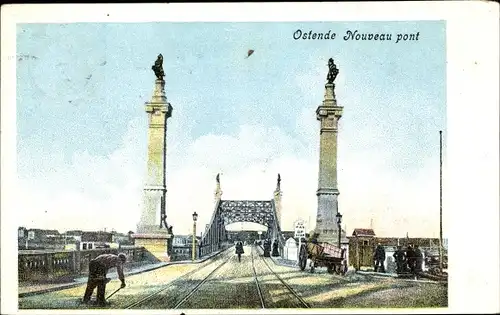 Ak Oostende Ostende Westflandern, Nouveau pont, Blick über Brücke