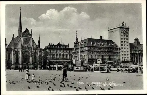 Ak Leipzig in Sachsen, Augustusplatz, Universitätskirche