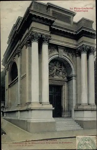 Ak Paris XX, Friedhof Pere-Lachaise, Monument de Thiers, Kirche, Eingang