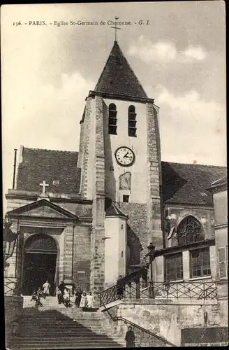 Ak Paris Ménilmontant, Eglise St-Germain de Charonne, Außenansicht