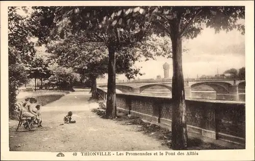 Ak Thionville Diedenhofen Lothringen Moselle, Les Promenades et le Pont des Allies, Brücke