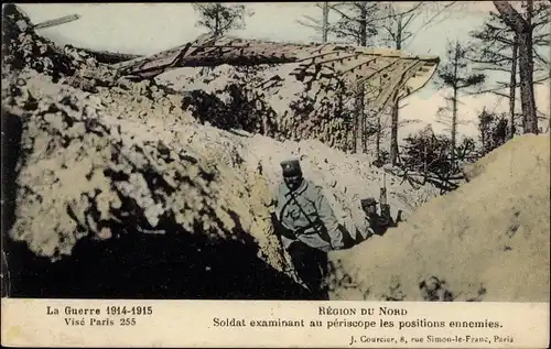 Ak Region du Nord, Soldat examinant au periscope les positions ennemies