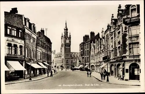 Ak Armentières Nord, Rue de Lille, Kirche