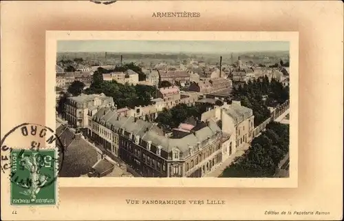 Ak Armentières Nord, Vue panoramique vers lille