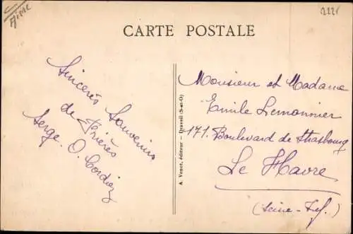 Ak Frières Faillouël Aisne, Vue sur la Mairie