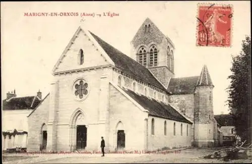 Ak Marigny-en-Orxois Aisne, L´Eglise