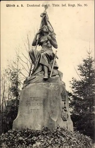 Ak Wœrth sur Sauer Woerth Wörth an der Sauer Elsass Bas Rhin, Denkmal des 6. Thür. Inf. Regt. No. 95