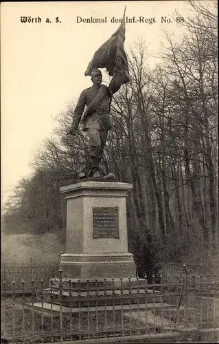 Ak Wœrth sur Sauer Woerth Wörth an der Sauer Elsass Bas Rhin, Denkmal des Inf. Regt. No. 88