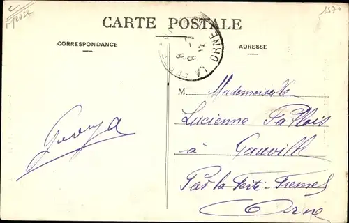 Ak Lerouville Lothringen Meuse, L'Eglise, Kirche, Straßenansicht, Reiter