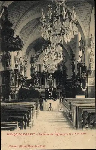 Ak Nantcois le Petit Meuse, Interieur de l'Eglise, pris le 2 Novembre, Kirche, Innenansicht