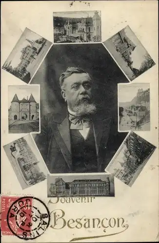 Ak Besançon Doubs, Kirche, Denkmal, Tor, Armand Fallières