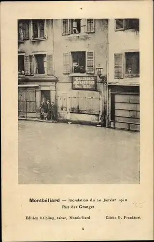 Ak Montbéliard Doubs, Inondation du 10 Janvier 1910, Rue des Granges, Straßenansicht