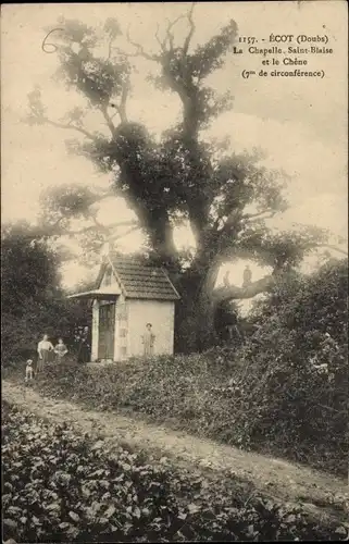 Ak Ecot Doubs, La Chapelle Saint Blaise et le Chene, Kapelle