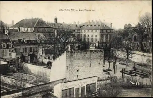 Ak Soissons Aisne, La Caserne, Panorama