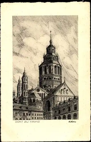 Künstler Ak Mainz am Rhein, Dom