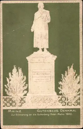 Relief Ak Mainz am Rhein, Gutenberg Denkmal