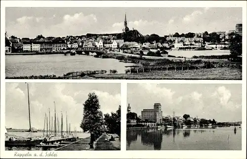 Ak Kappeln in Schleswig Holstein, Panorama vom Ort, Partie am Hafen