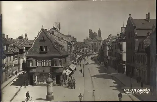 Foto Ak Speyer am Rhein, Hauptstraße, Litfaßsäule