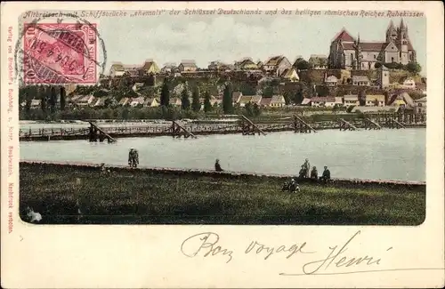 Ak Breisach am Oberrhein, Altstadt mit Schiffsbrücke