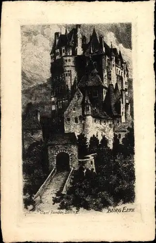 Künstler Ak Jander, Carl, Wierschem an der Mosel, Burg Eltz