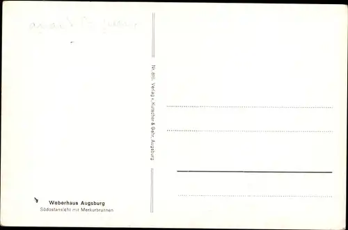 Ak Augsburg in Schwaben, Weberhaus, Außenansicht, Südostseite, Merkurbrunnen