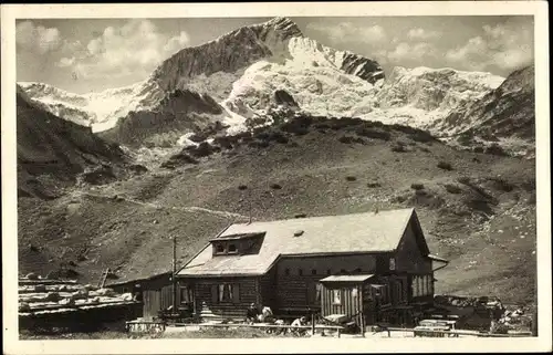 Ak Garmisch Partenkirchen in Oberbayern,  Hochalm gegen Alpspitze, Panorama