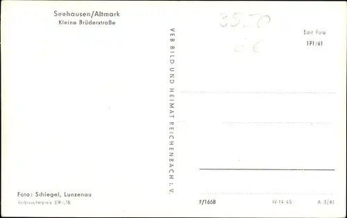 Ak Seehausen in der Altmark, Kleine Brüderstraße, Straßenansicht, Fachwerk