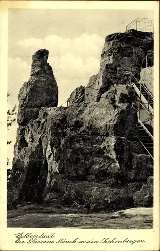 Ak Halberstadt am Harz, Der gläserne Mönch in den Thekenbergen, Aufgang