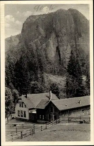 Ak Tambach Dietharz in Thüringen, Gasthaus am Falkenstein, Außenansicht