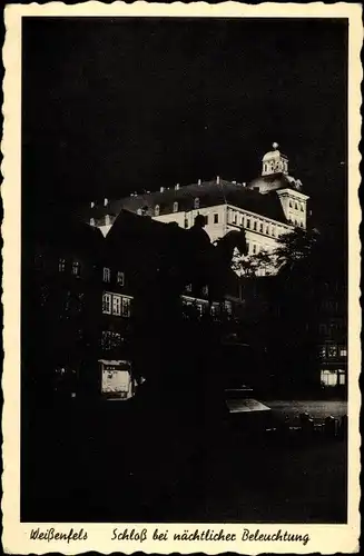 Ak Weißenfels im Burgenlandkreis, Schloß bei nächtlicher Beleuchtung