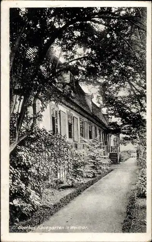 Ak Weimar in Thüringen, Goethes Hausgarten, Haus, Außenansicht