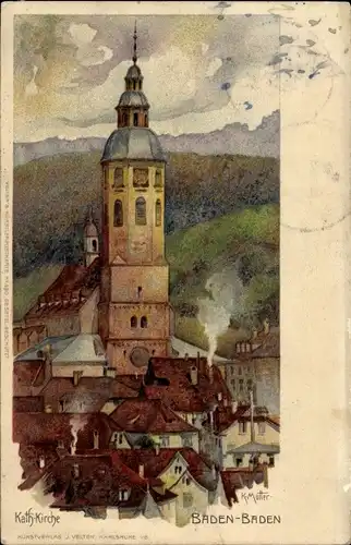 Künstler Litho Mutter, K., Baden Baden am Schwarzwald, Katholische Kirche, Außenansicht